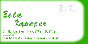 bela kapeter business card